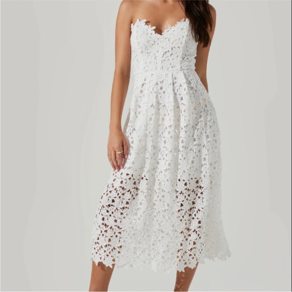 ASTR The Label White Lace A Line Midi Dress Size Small